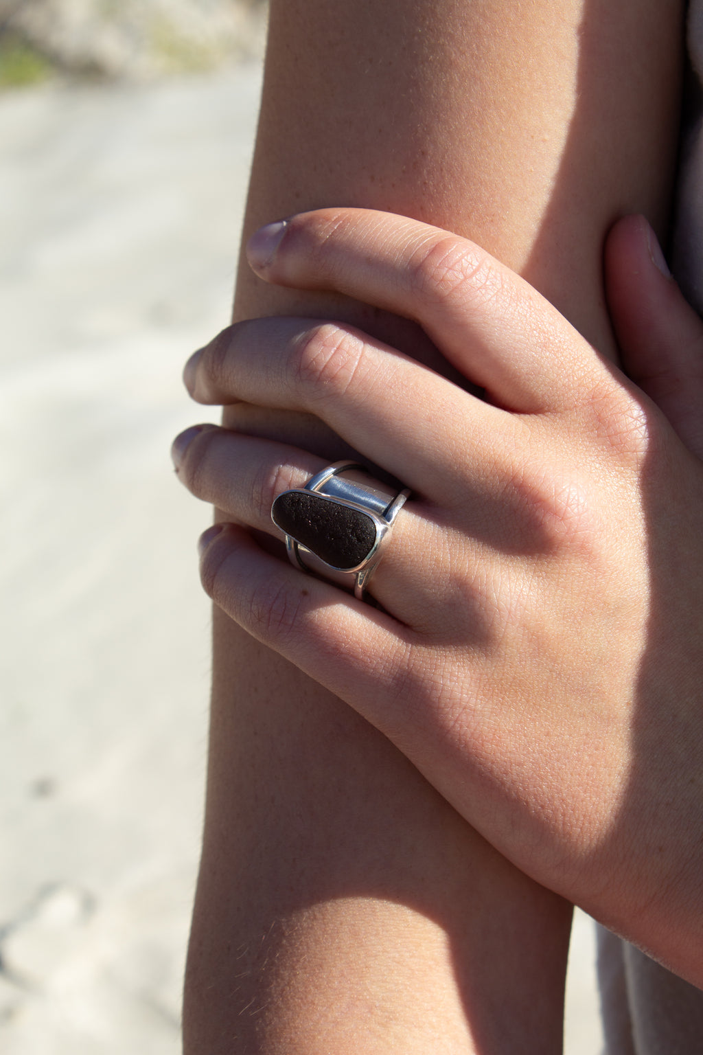 Chunky Brown Seaglass Ring