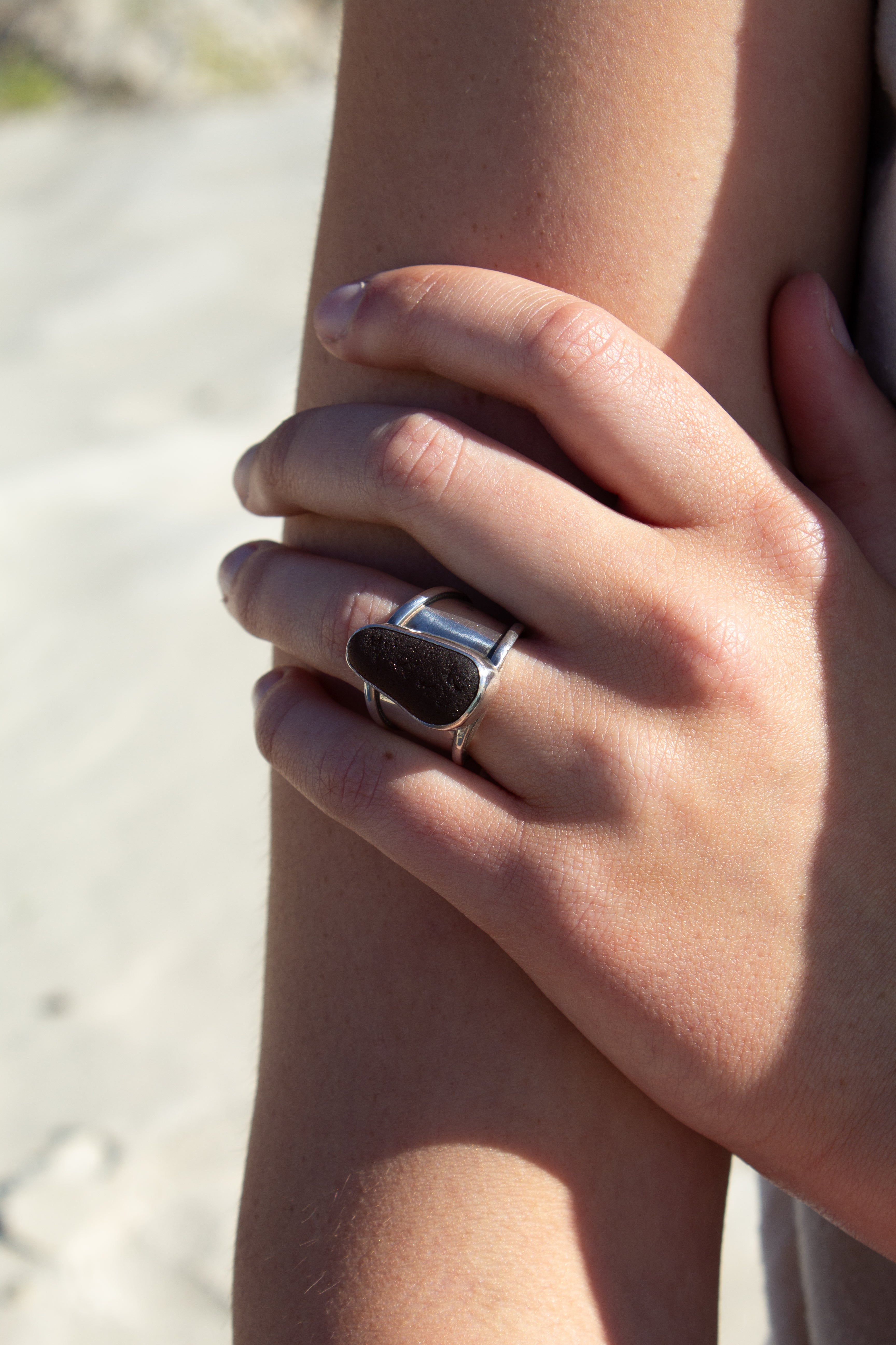 Chunky Brown Seaglass Ring