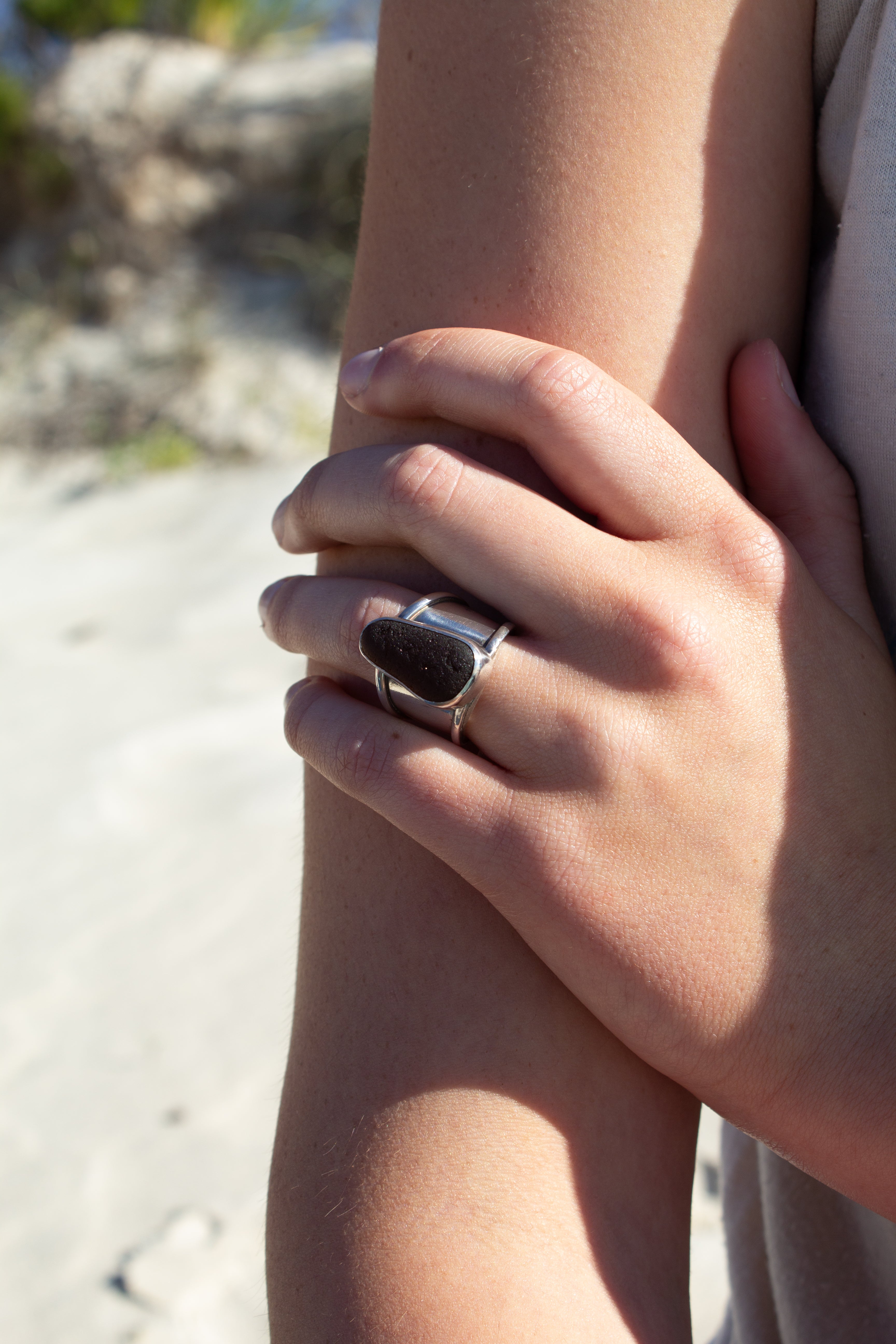 Chunky Brown Seaglass Ring