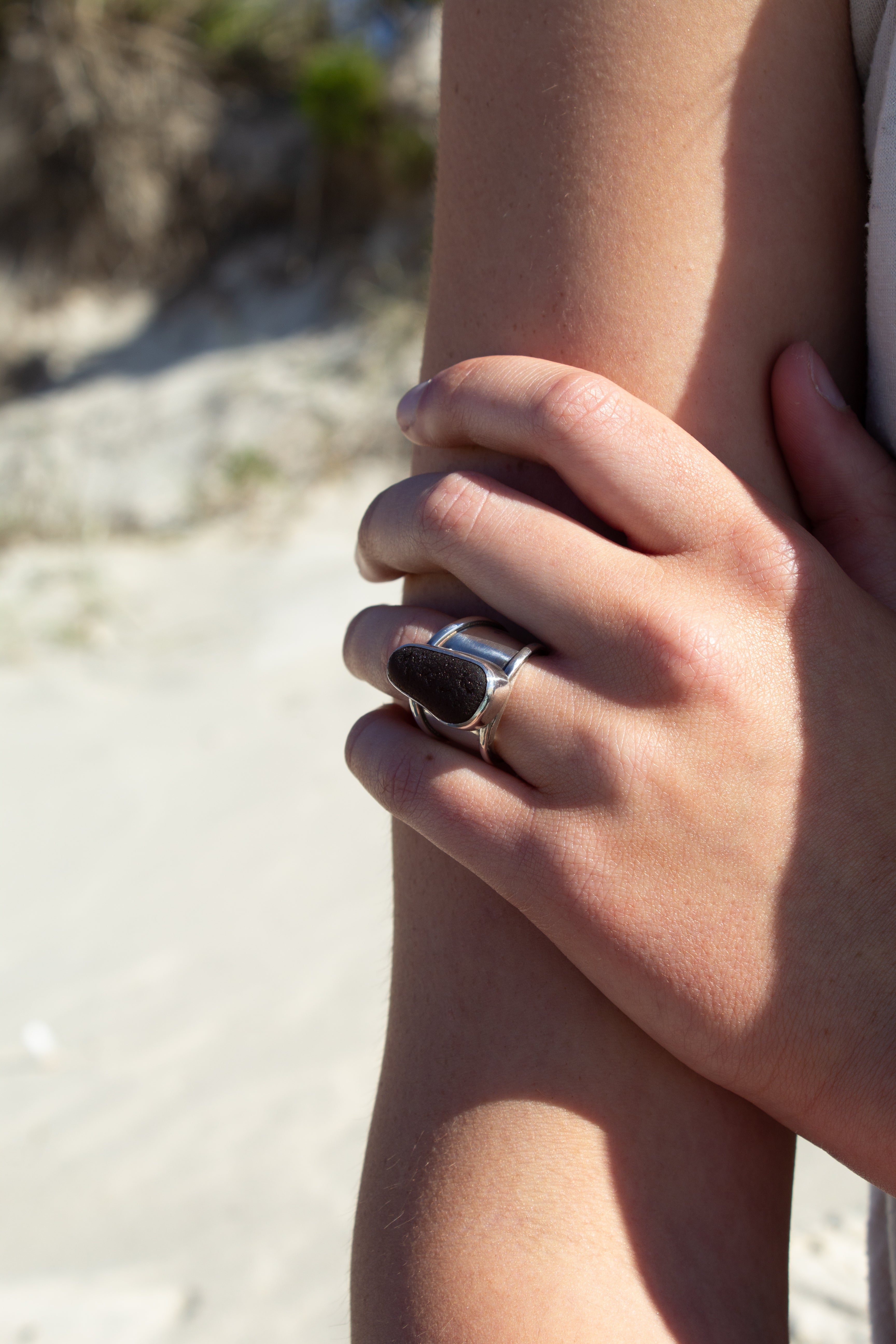 Chunky Brown Seaglass Ring