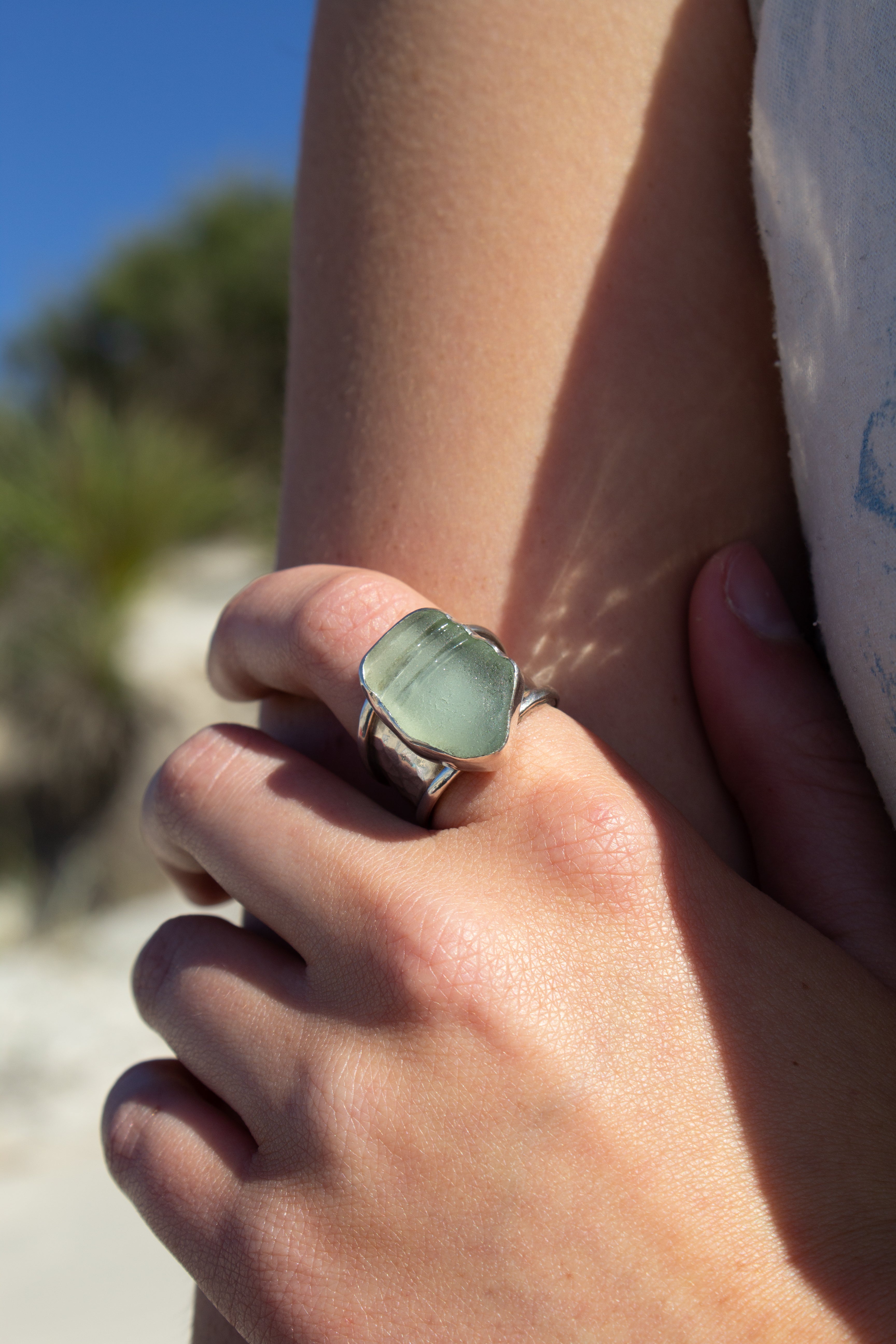 Chunky Blue Seaglass Ring