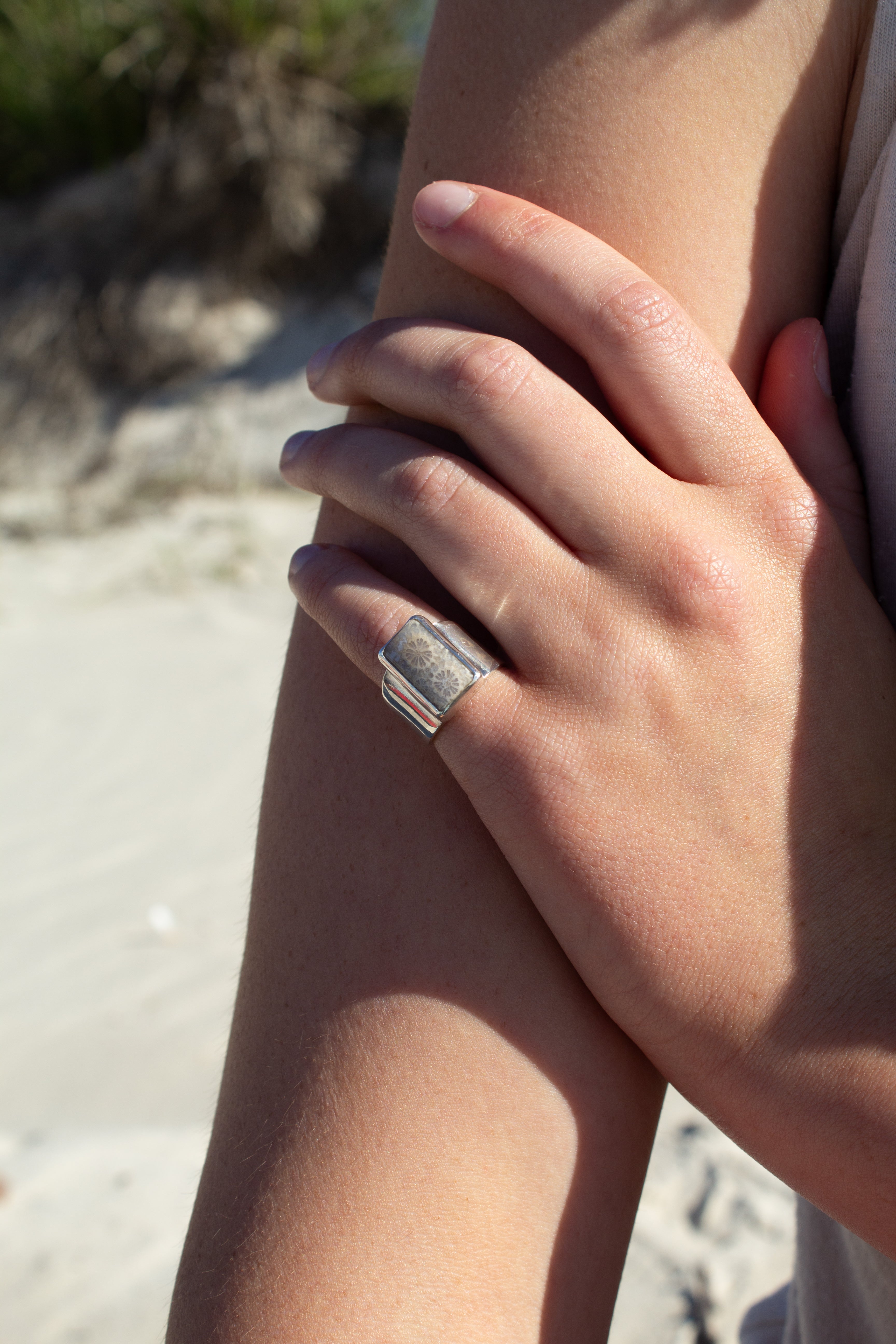 Chunky Fossilised Coral Ring ￼