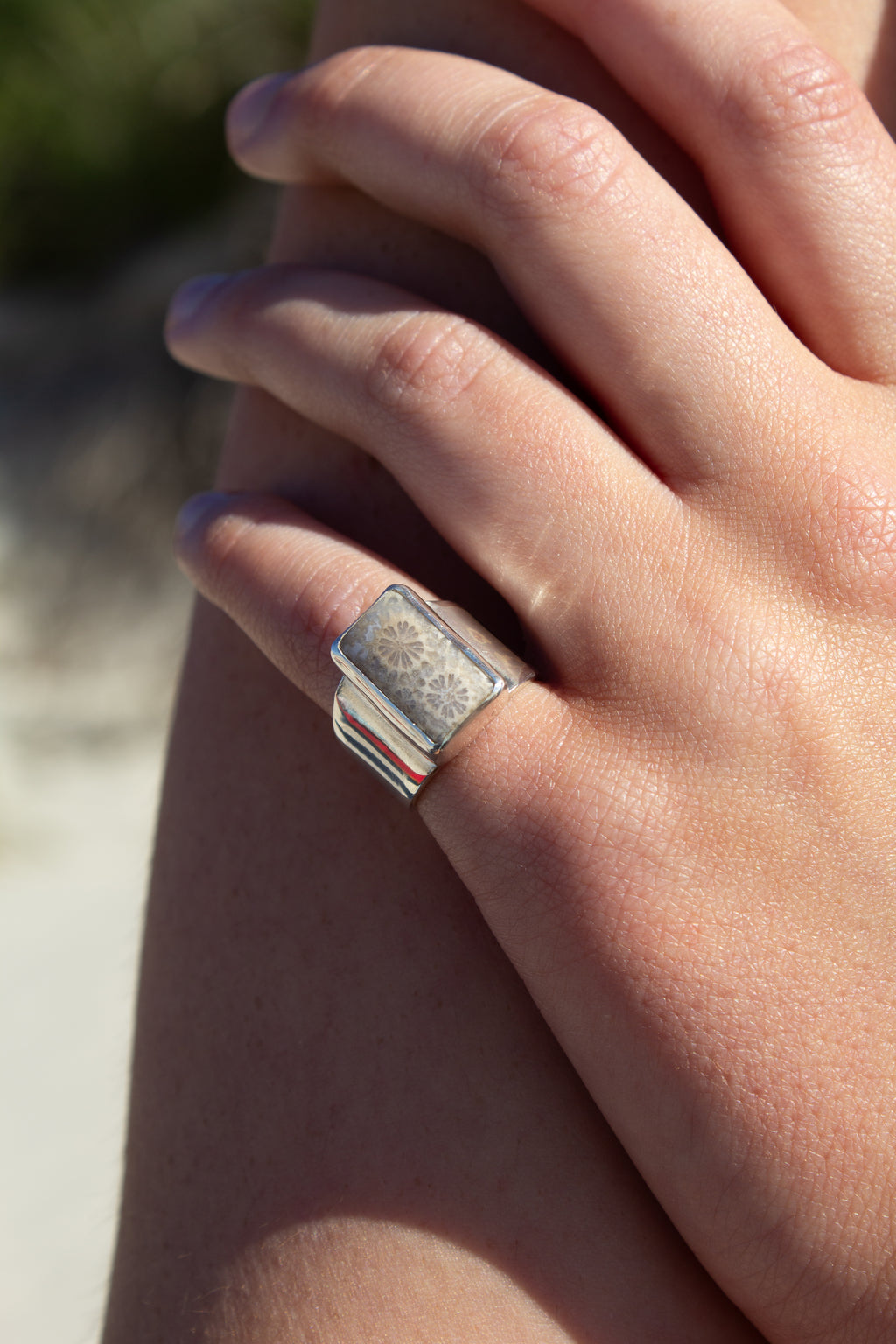 Chunky Fossilised Coral Ring ￼