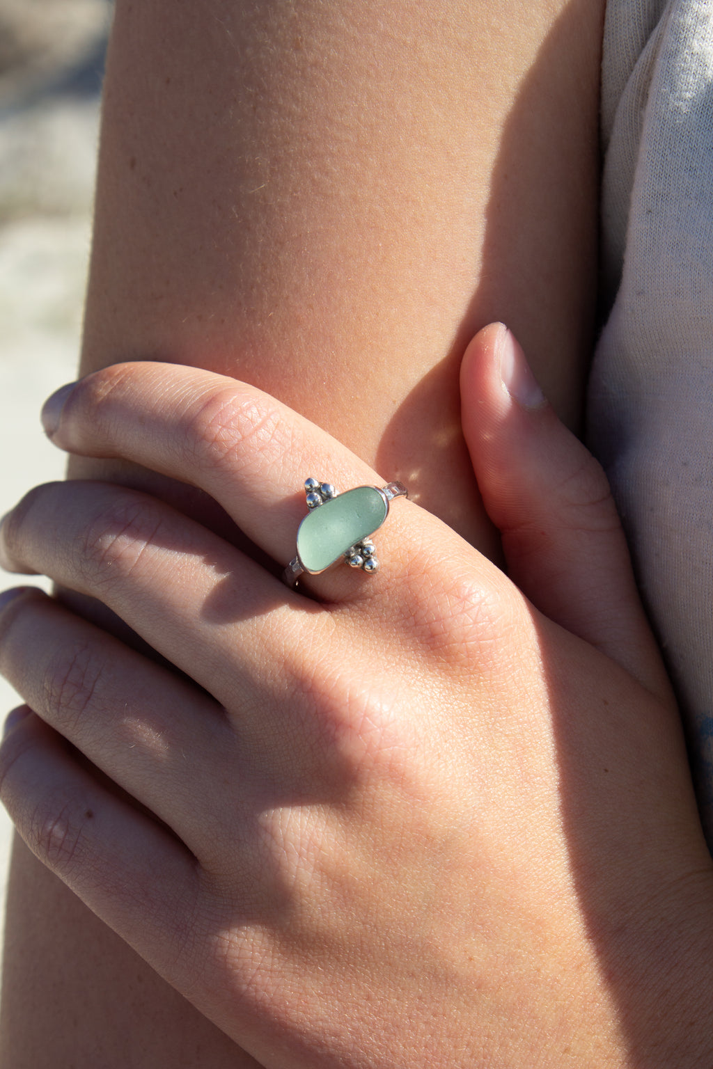 Turquoise Seaglass Tidal Ring