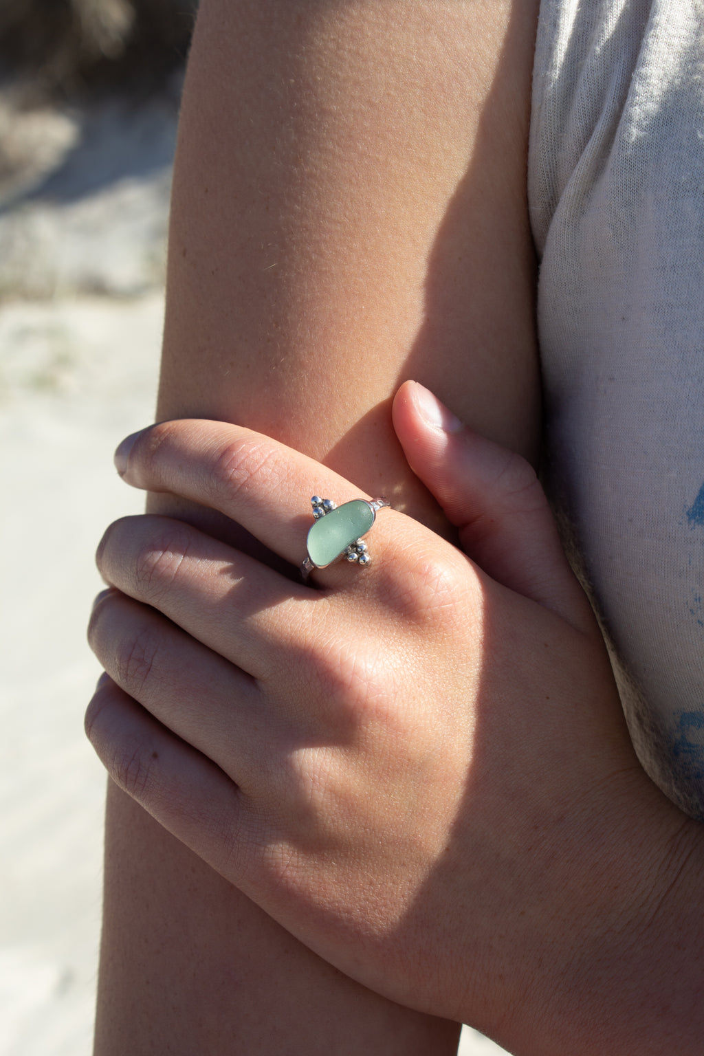 Turquoise Seaglass Tidal Ring