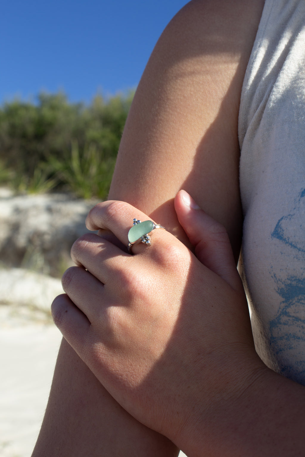 Turquoise Seaglass Tidal Ring
