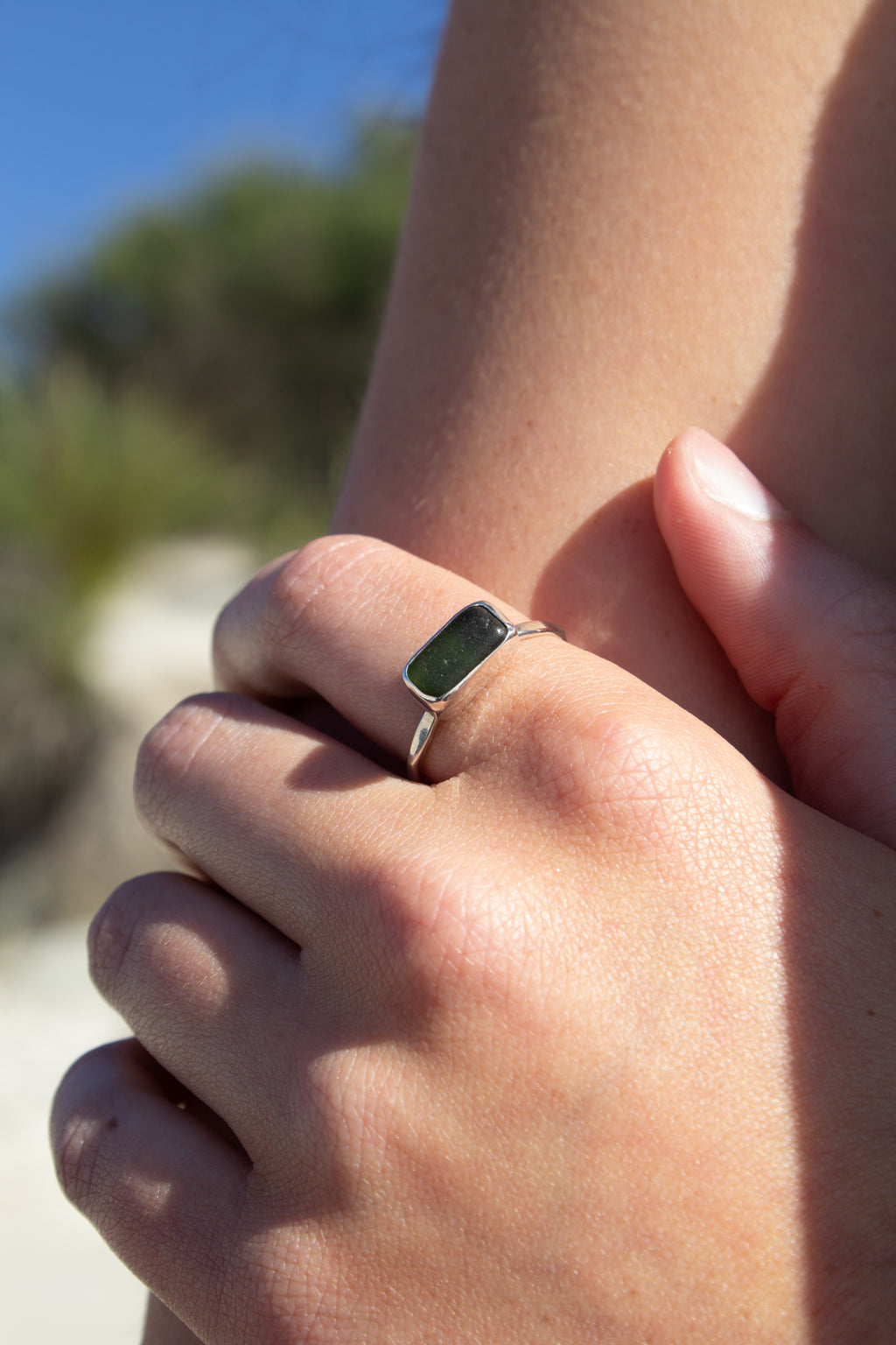 Green Seaglass Tidal Ring ￼