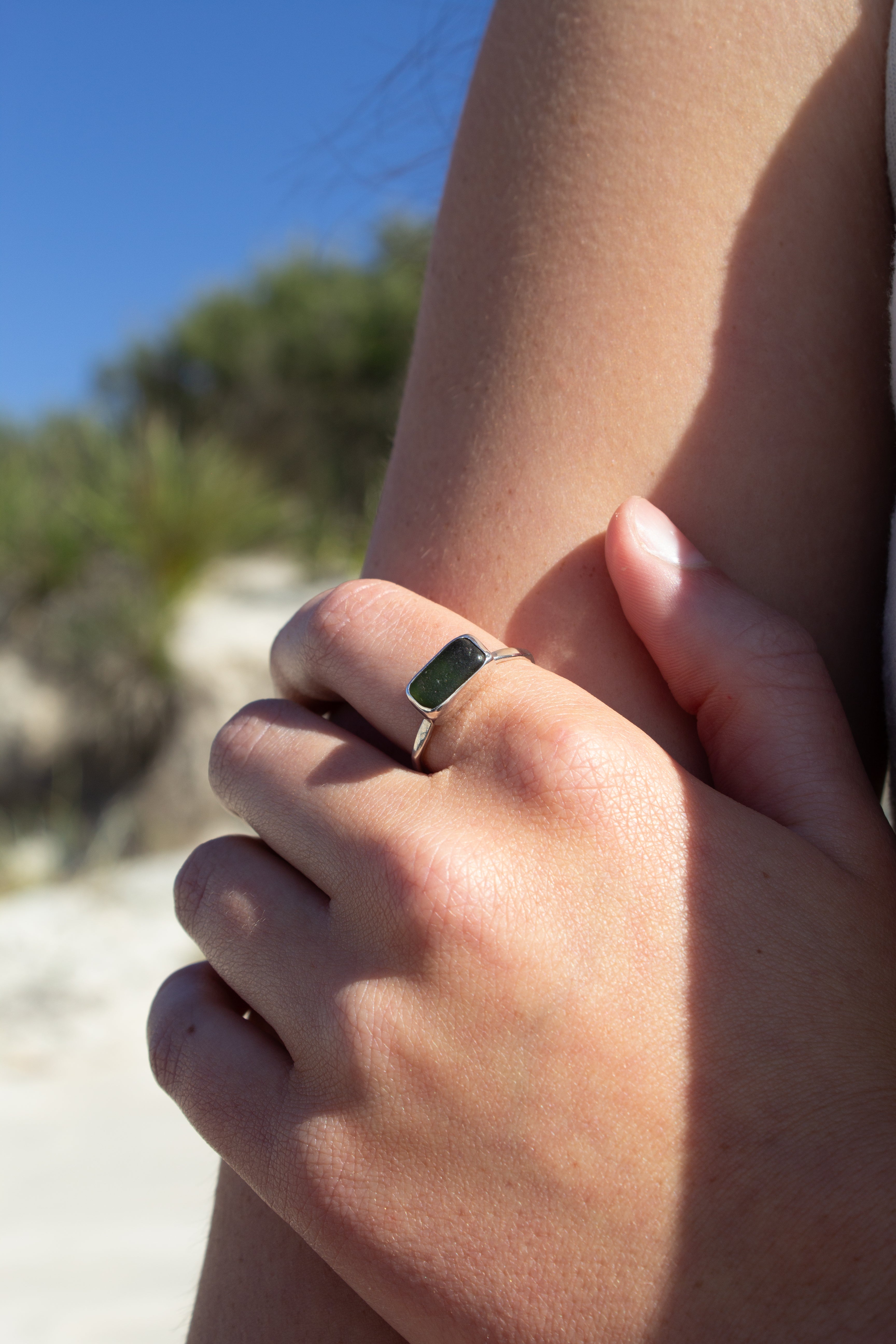 Green Seaglass Tidal Ring ￼