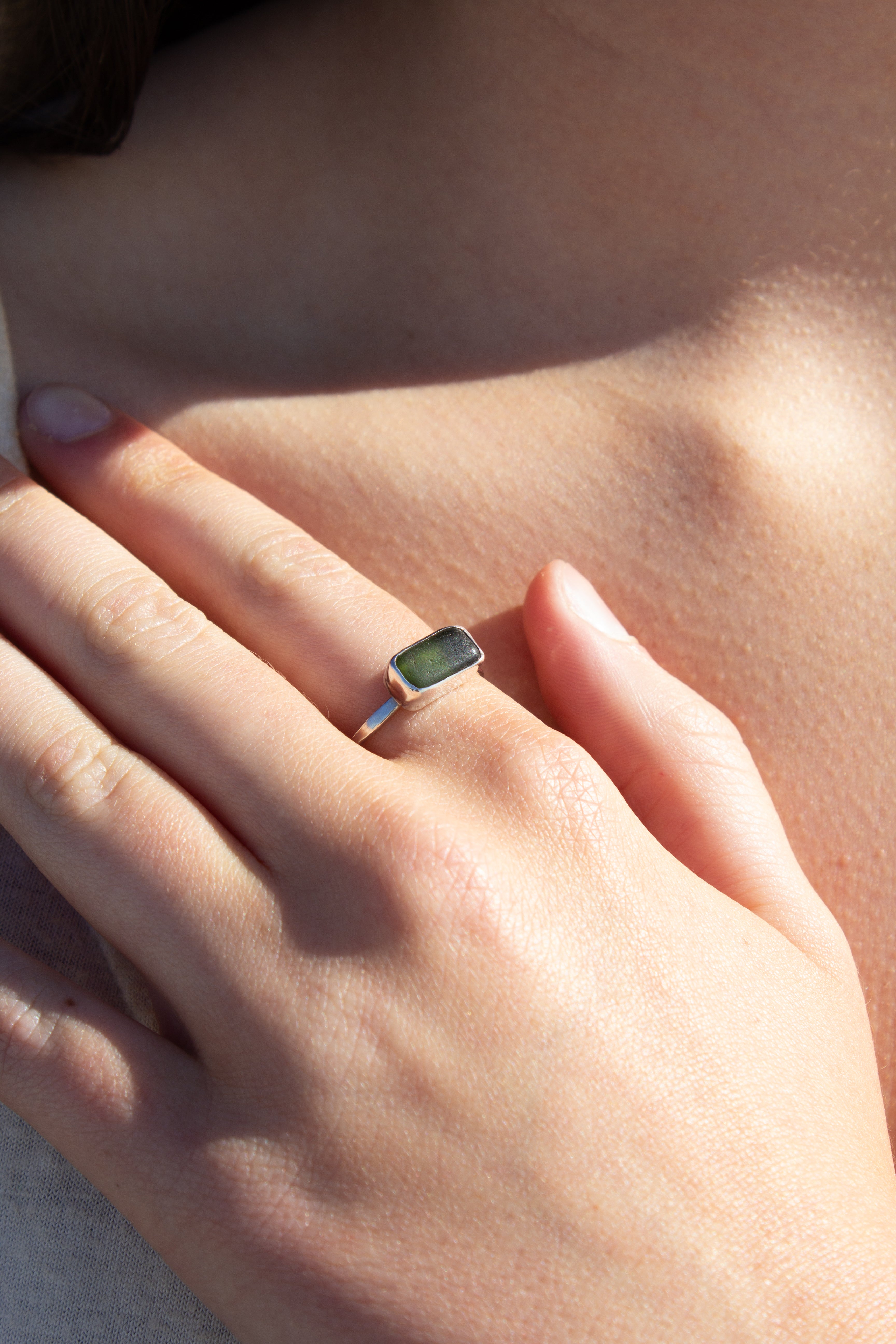 Green Seaglass Tidal Ring ￼