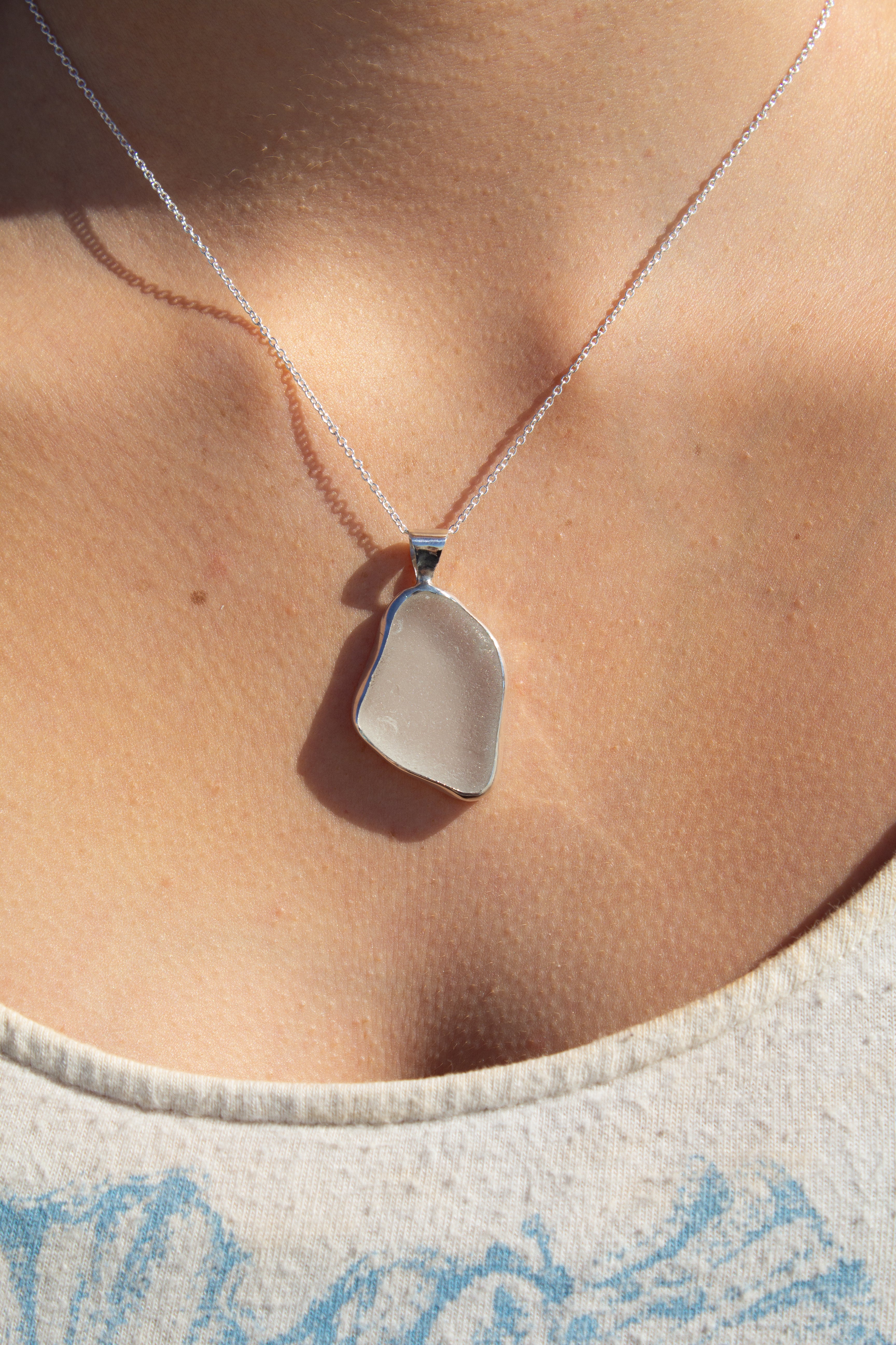 White Seaglass Pendant