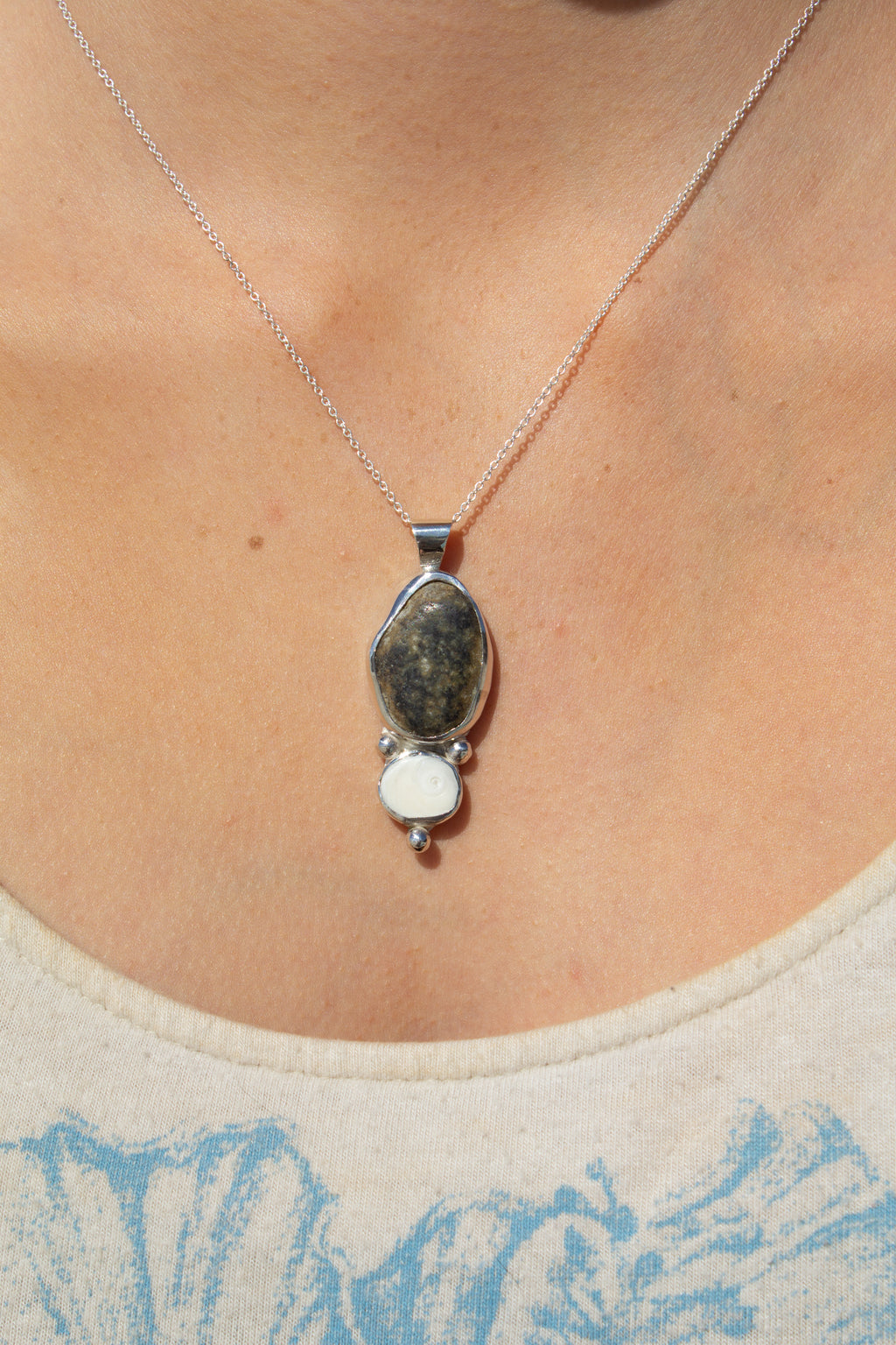 Ocean Jasper x Operculum Pendant