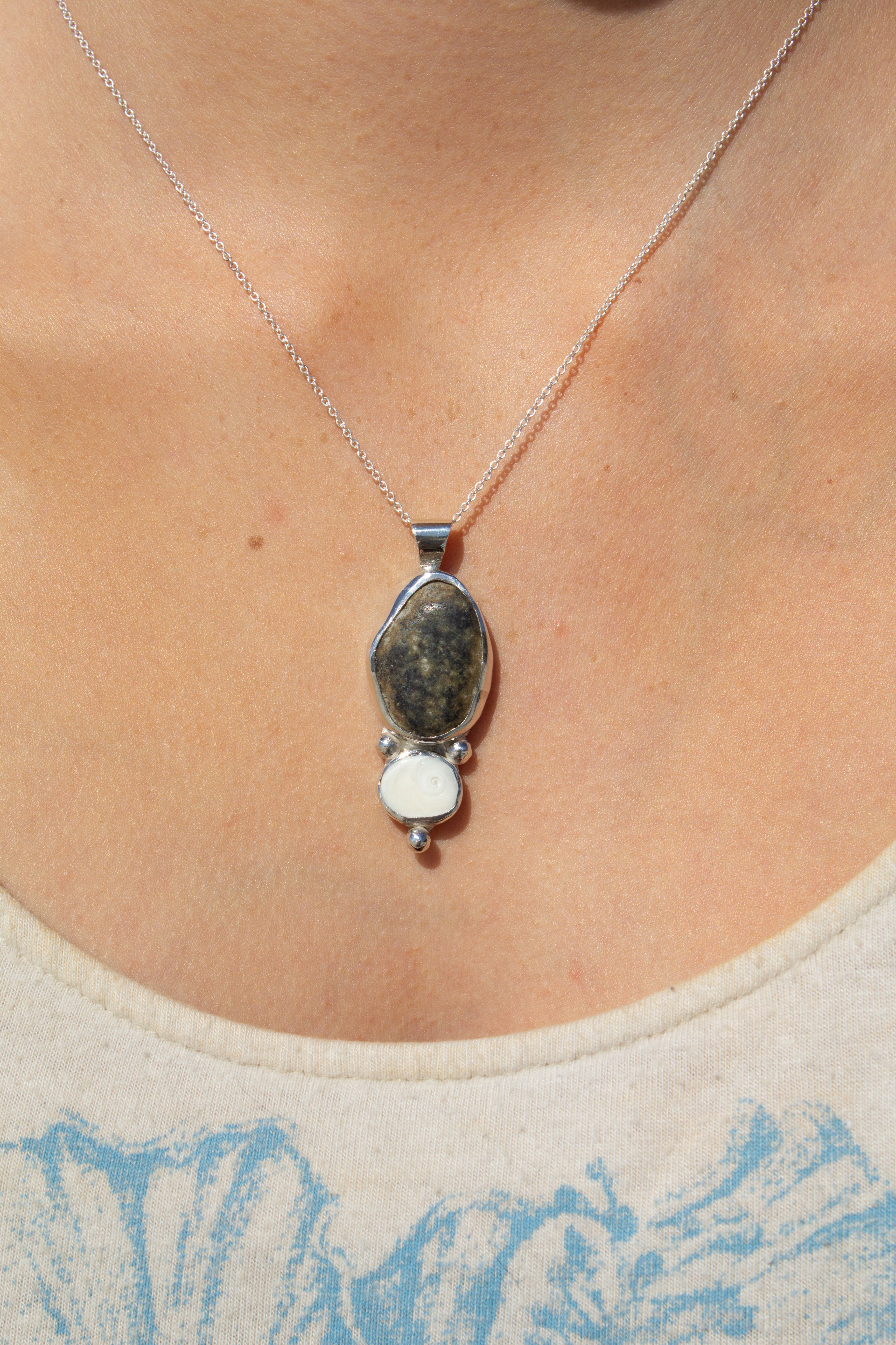 Ocean Jasper x Operculum Pendant