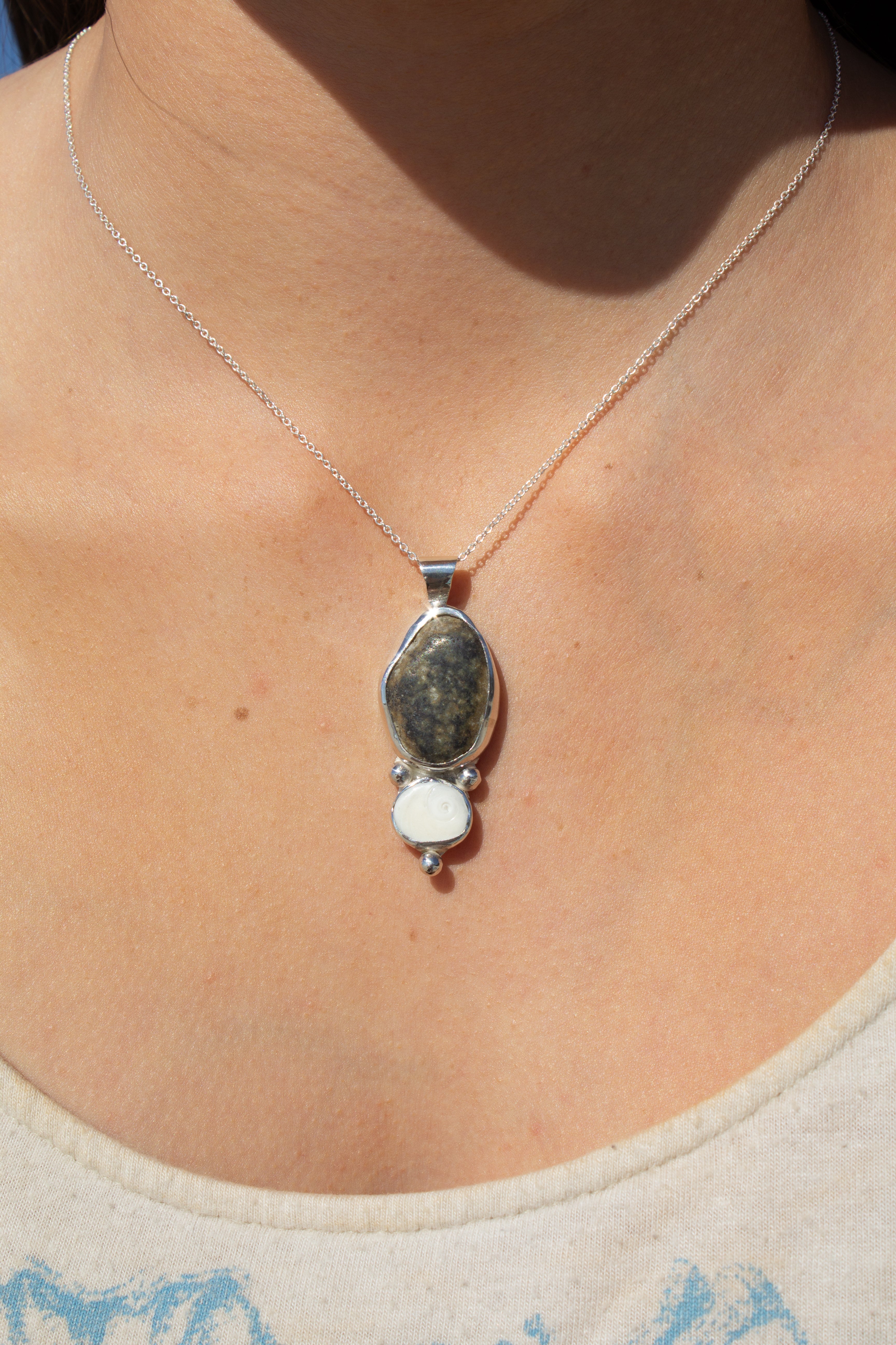 Ocean Jasper x Operculum Pendant