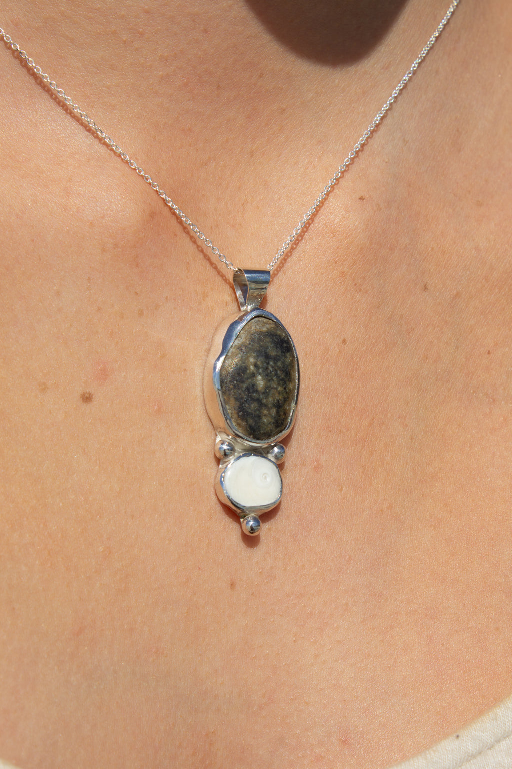 Ocean Jasper x Operculum Pendant