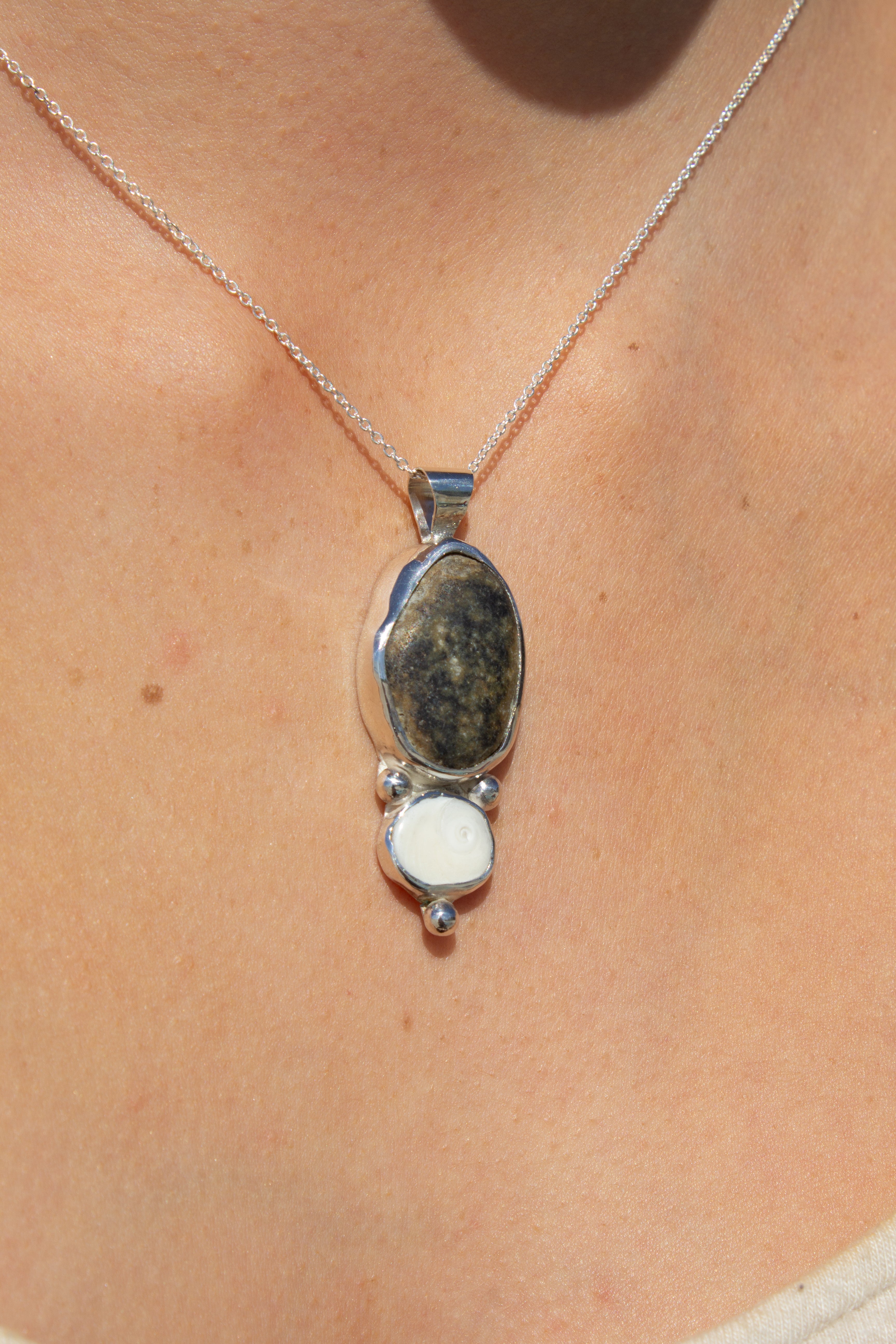 Ocean Jasper x Operculum Pendant