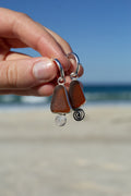 Brown Seaglass Huggies ￼