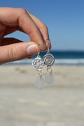 White Seaglass Swirl Earrings￼
